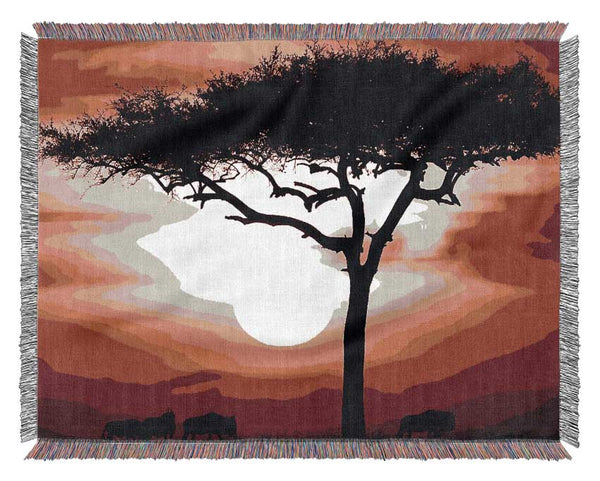 African Safari Red Woven Blanket