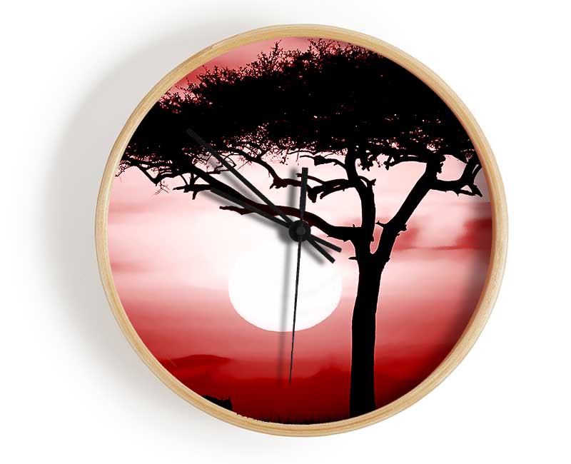 African Safari Red Clock - Wallart-Direct UK