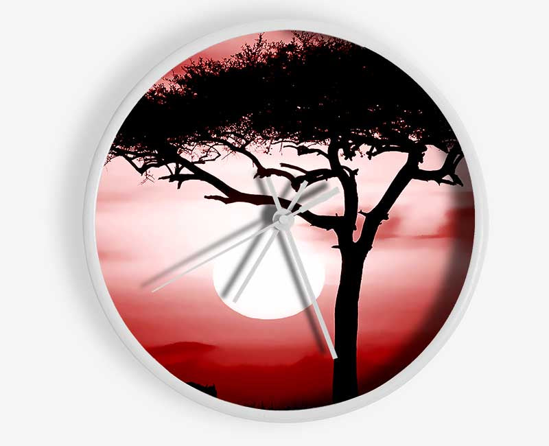 African Safari Red Clock - Wallart-Direct UK