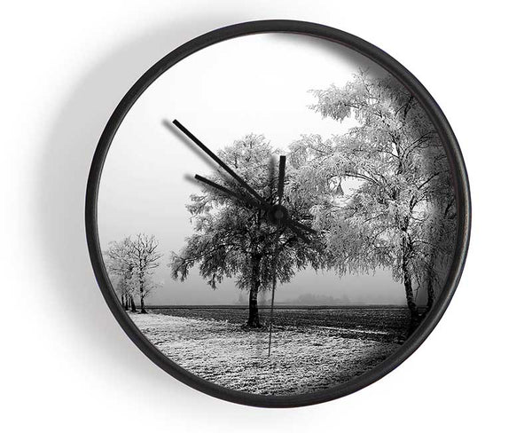 Winter Mist B n W Clock - Wallart-Direct UK