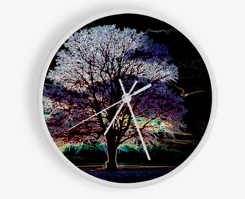 Abstract Neon Landscape 12 Clock - Wallart-Direct UK
