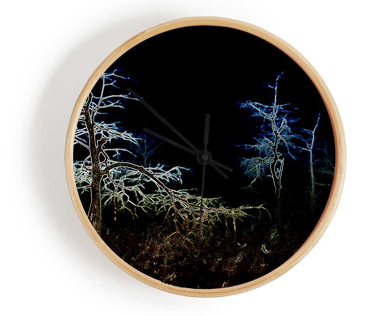 Abstract Neon Landscape 09 Clock - Wallart-Direct UK