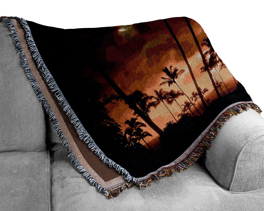 Palmtrees In The Clouds Woven Blanket