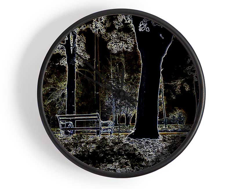 Abstract Neon Landscape 01 Clock - Wallart-Direct UK