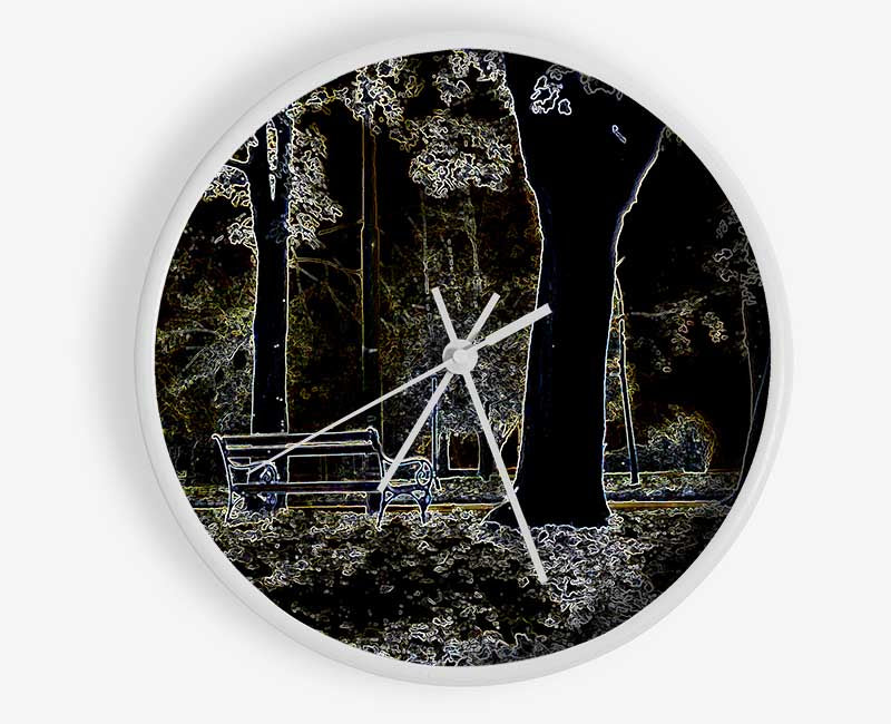 Abstract Neon Landscape 01 Clock - Wallart-Direct UK