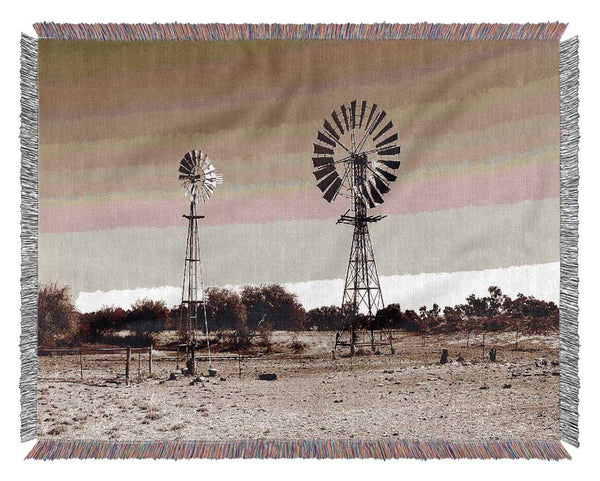 Australian Windmills Sepia Woven Blanket