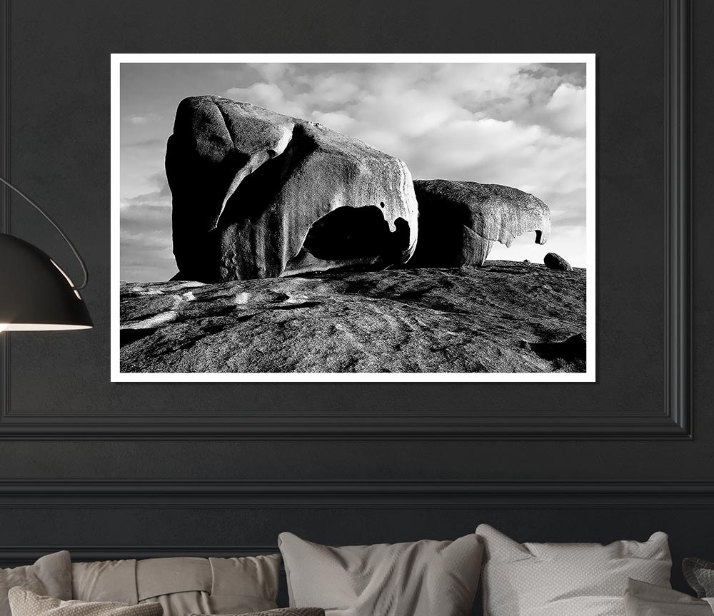 Boulders On Top Of The World B N W Print Poster Wall Art