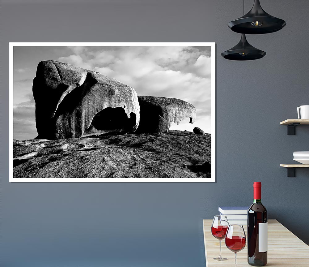 Boulders On Top Of The World B N W Print Poster Wall Art