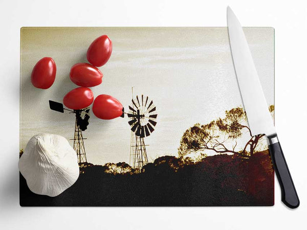 Windmills Sepia Glass Chopping Board