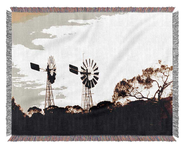 Windmills Sepia Woven Blanket
