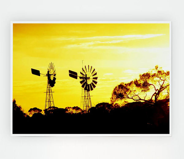 Windmills In Sunlight Print Poster Wall Art