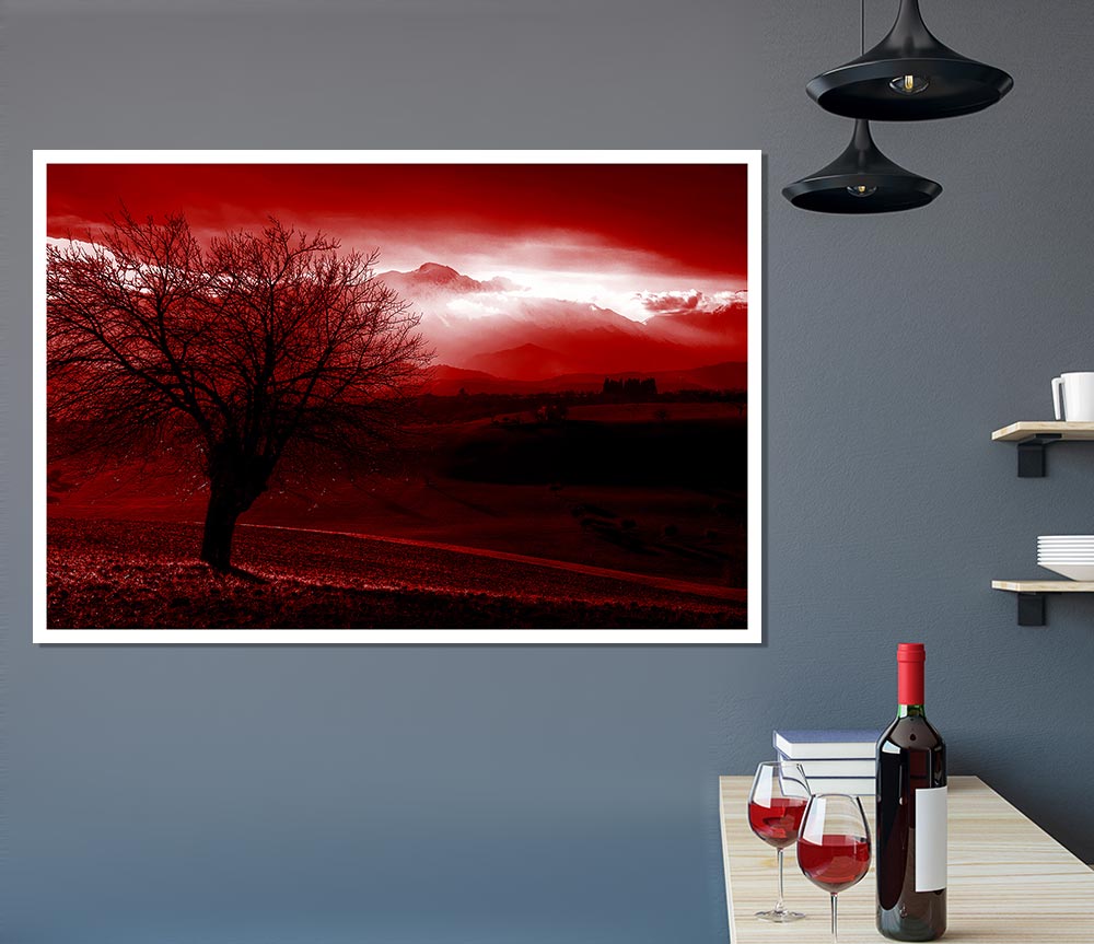 Yorkshire Dales Red Print Poster Wall Art