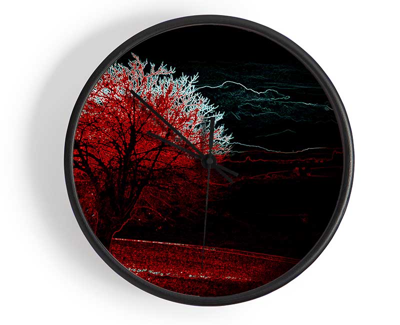 Abstract Neon Landscape 04 Clock - Wallart-Direct UK