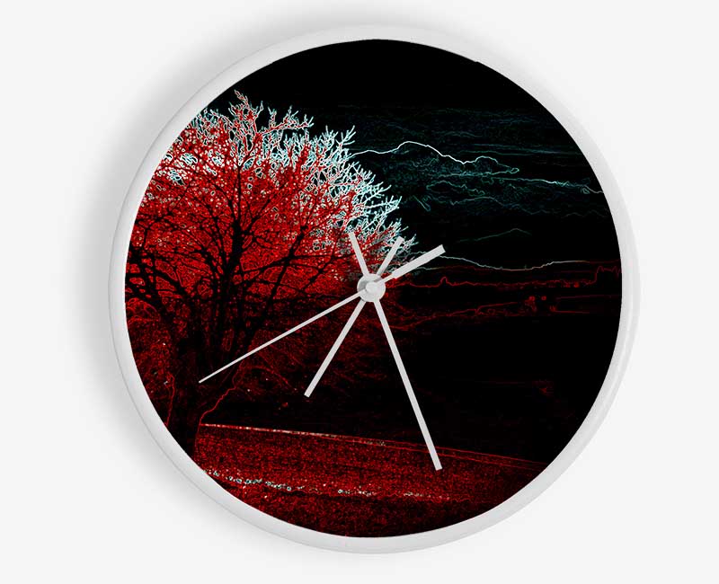 Abstract Neon Landscape 04 Clock - Wallart-Direct UK