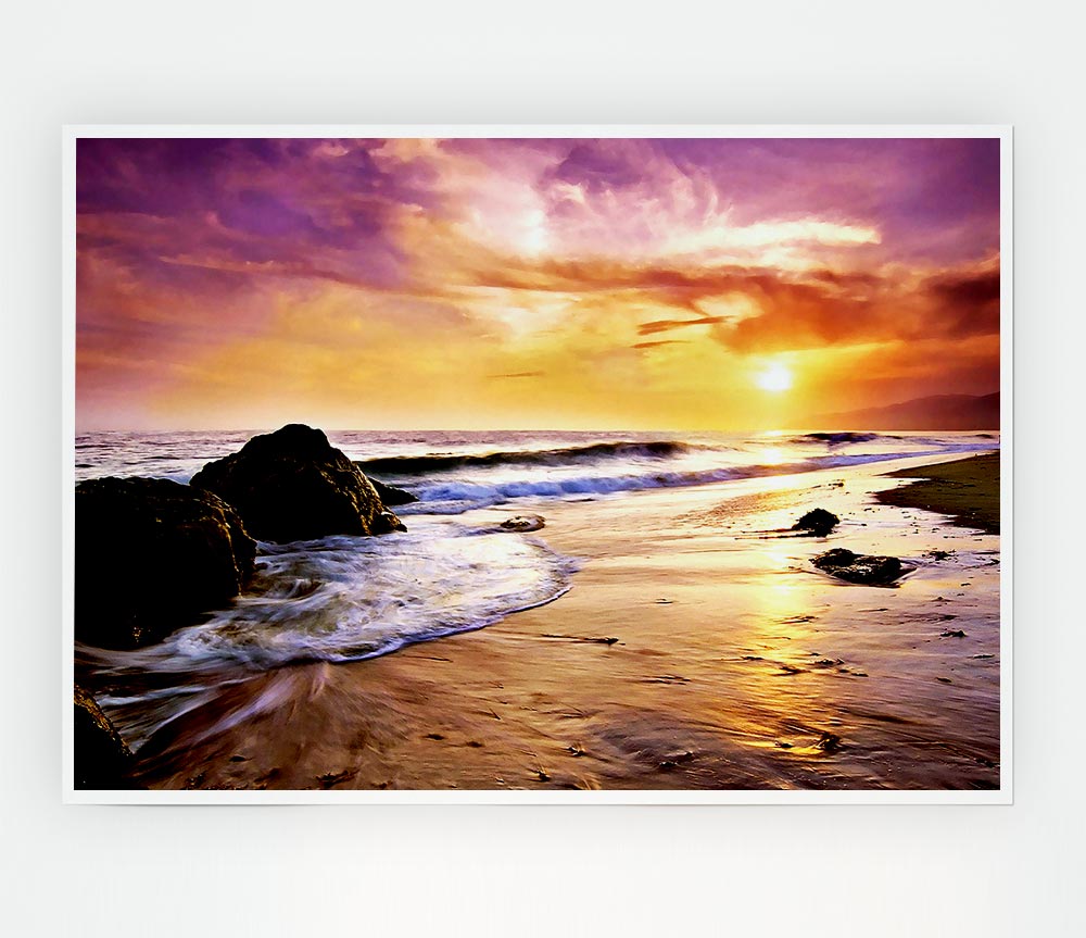 The Oceans Sunset Print Poster Wall Art