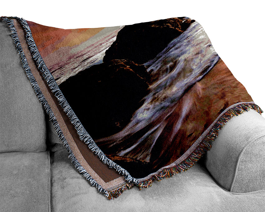 The Oceans Sunset Woven Blanket