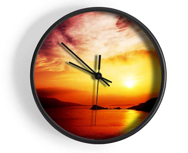Blazing Sun Cloud Ocean Clock - Wallart-Direct UK