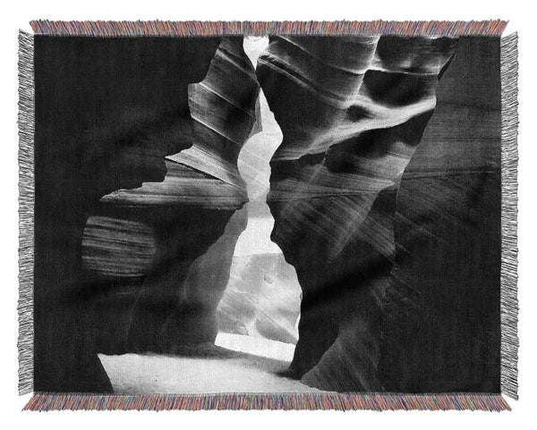 The Caves Doorway B n W Woven Blanket