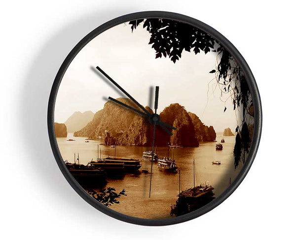 Paradise Beyond Sepia Clock - Wallart-Direct UK