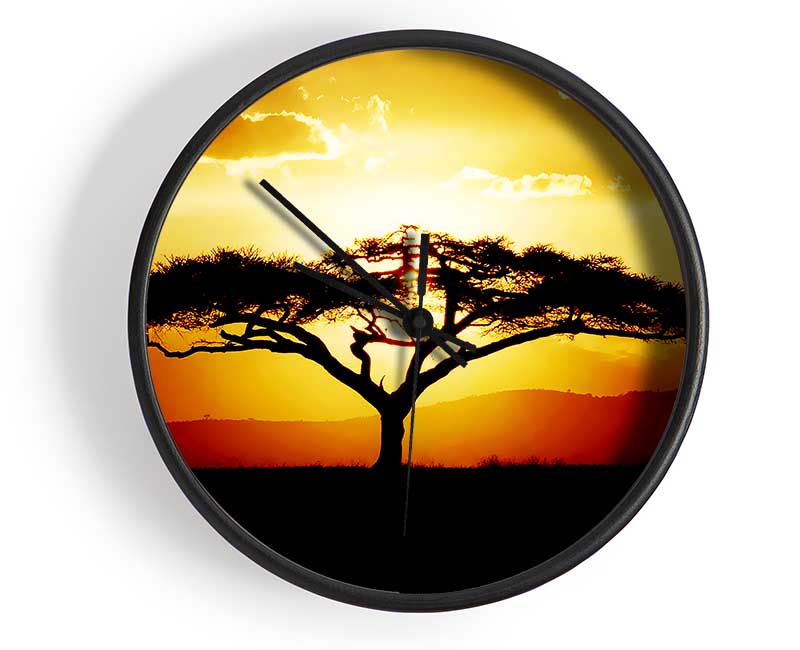 African Tree At Sunset Clock - Wallart-Direct UK