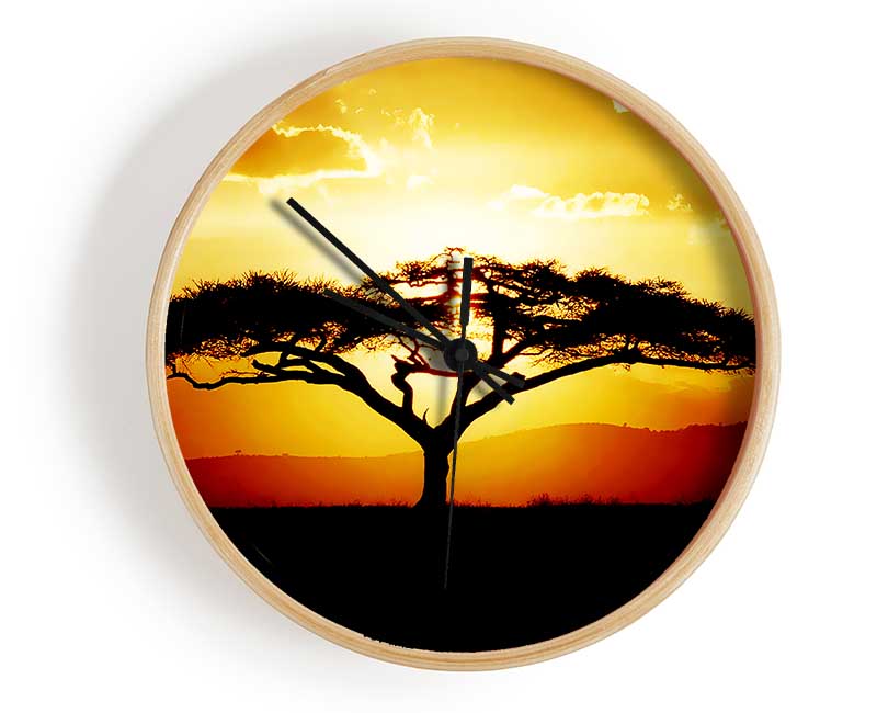 African Tree At Sunset Clock - Wallart-Direct UK