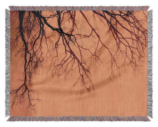 Golden Tree Branches Woven Blanket