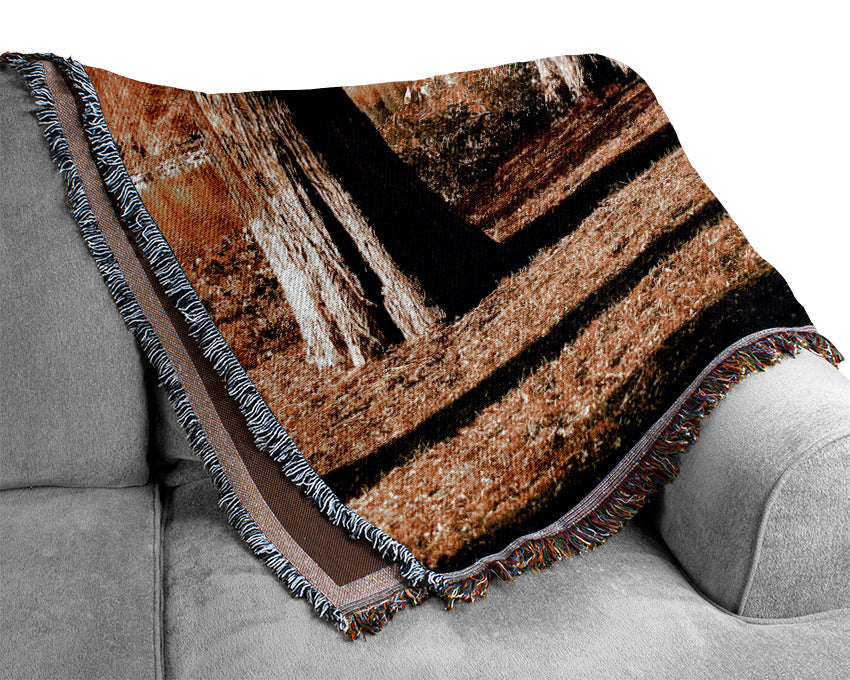 Orange Winter Woodland Walk Woven Blanket