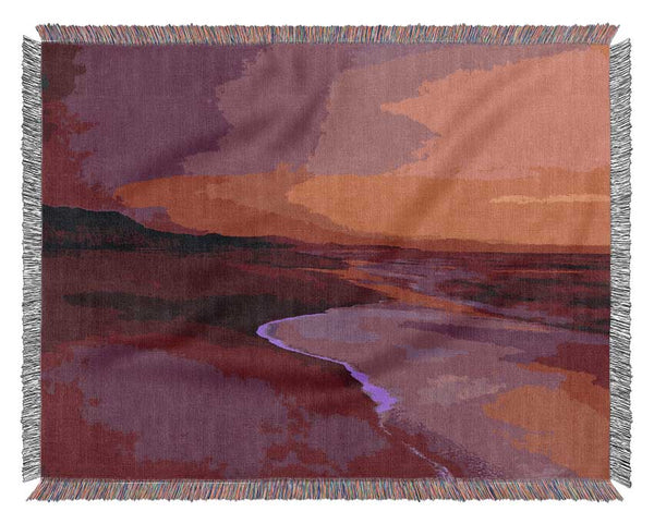 Pink Ocean Shore Woven Blanket