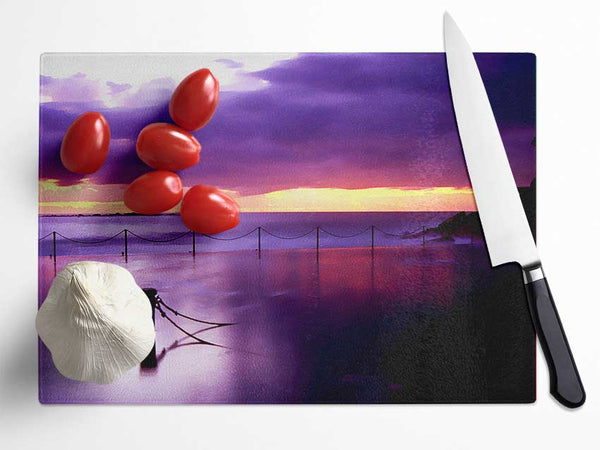 Calm Ocean Jetty Glass Chopping Board