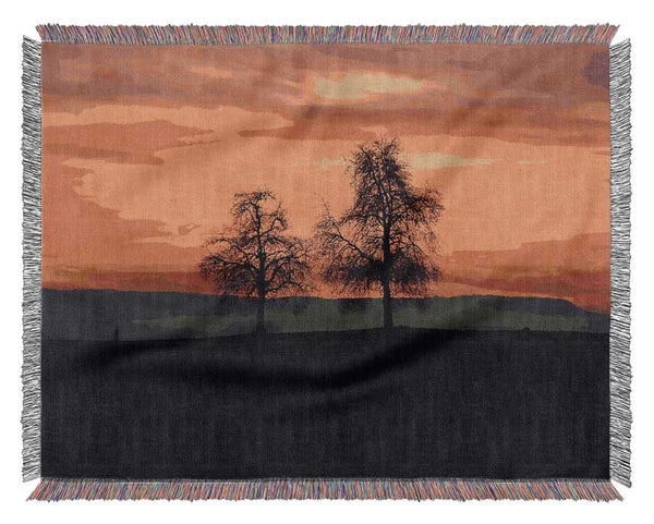 English Countryside At Daybreak Woven Blanket