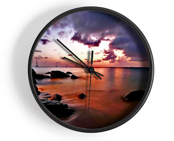Misty Peach Ocean Clock - Wallart-Direct UK