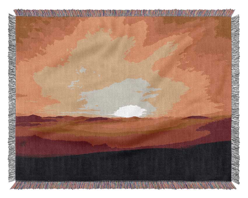 Golden Sunrise Mist Woven Blanket