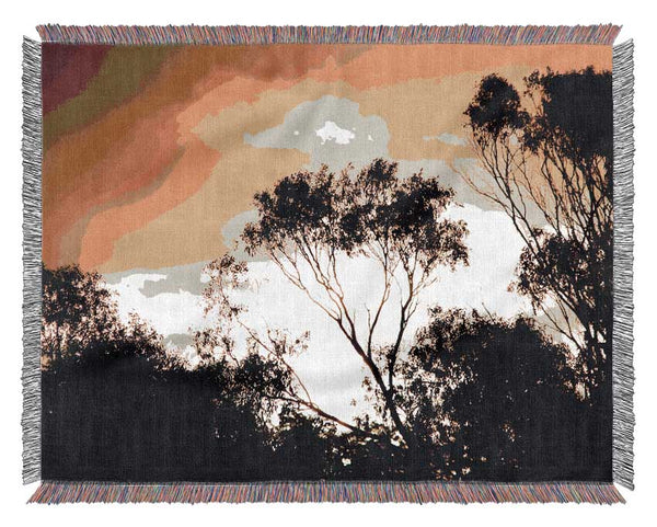Golden Light Treetops Woven Blanket