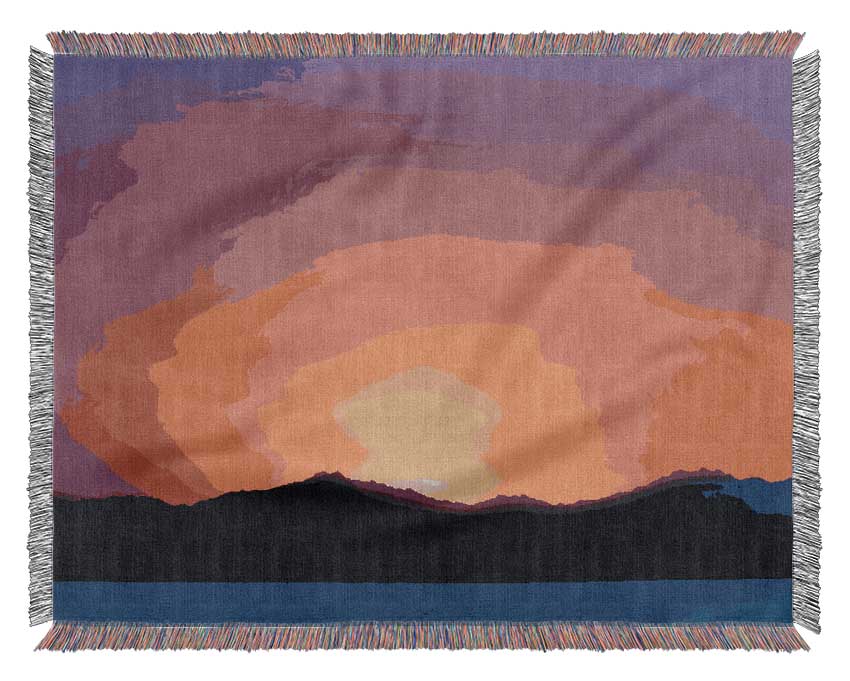 Pink Sunset Skies Woven Blanket