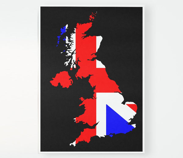 Britan Map Print Poster Wall Art