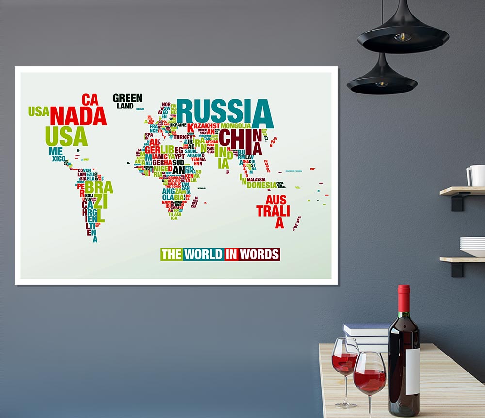The World In A Map Print Poster Wall Art