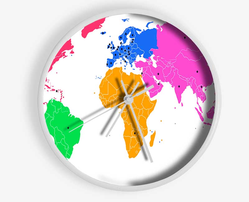 Map n Stars Of The World Clock - Wallart-Direct UK