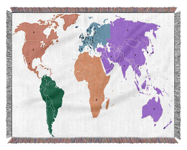 Map n Stars Of The World Woven Blanket