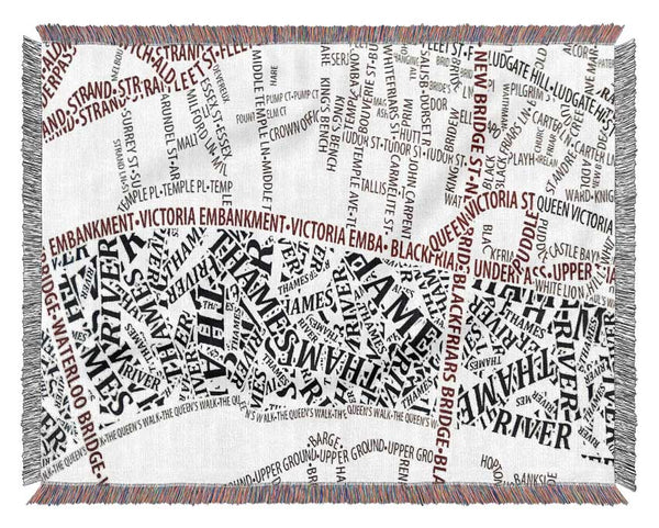 London River Thames Map Woven Blanket