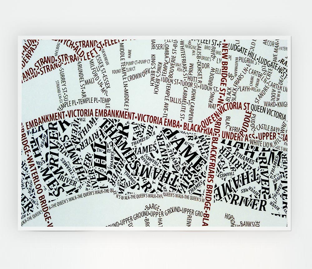 London River Thames Map Print Poster Wall Art