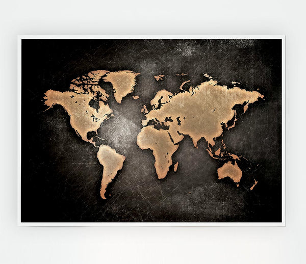 Grunge World Map Print Poster Wall Art