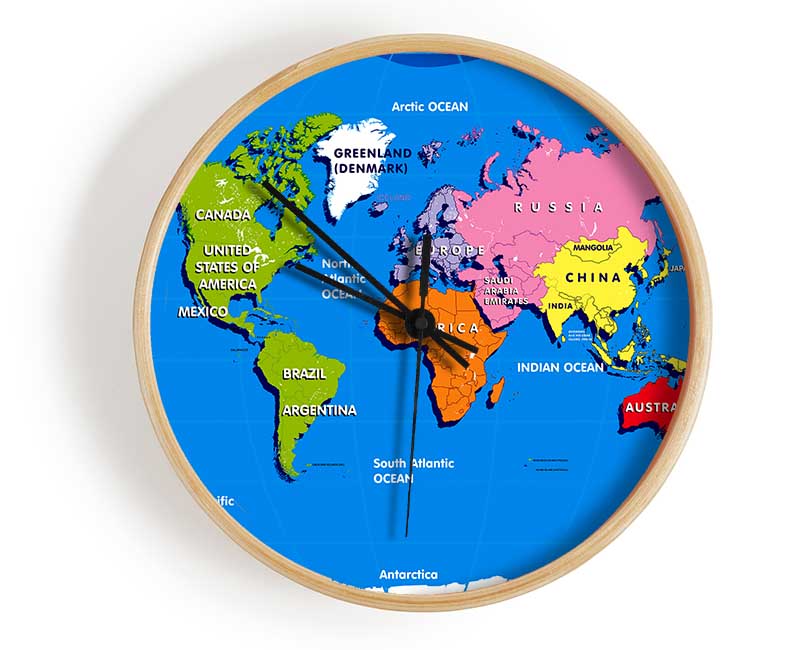 World Map For Kids Clock - Wallart-Direct UK
