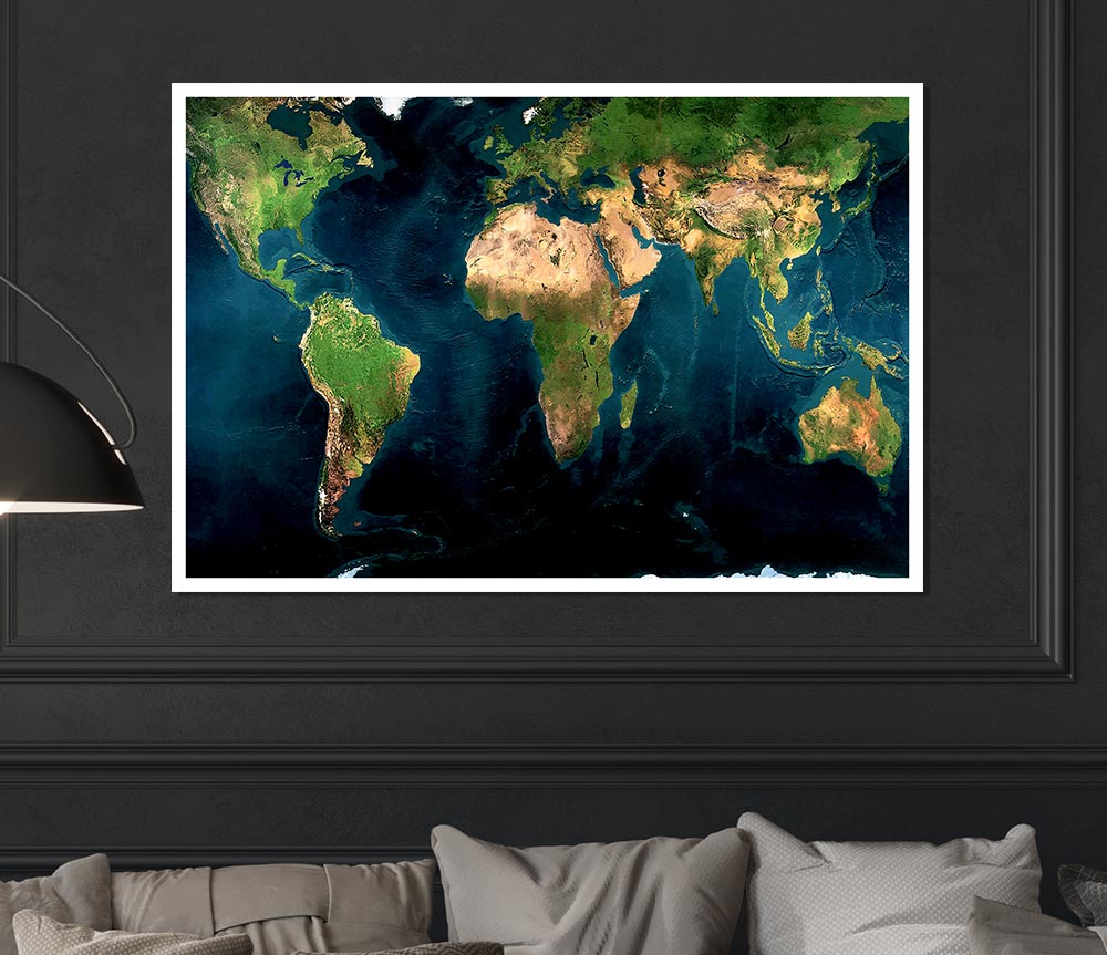Great Map Of The World Print Poster Wall Art