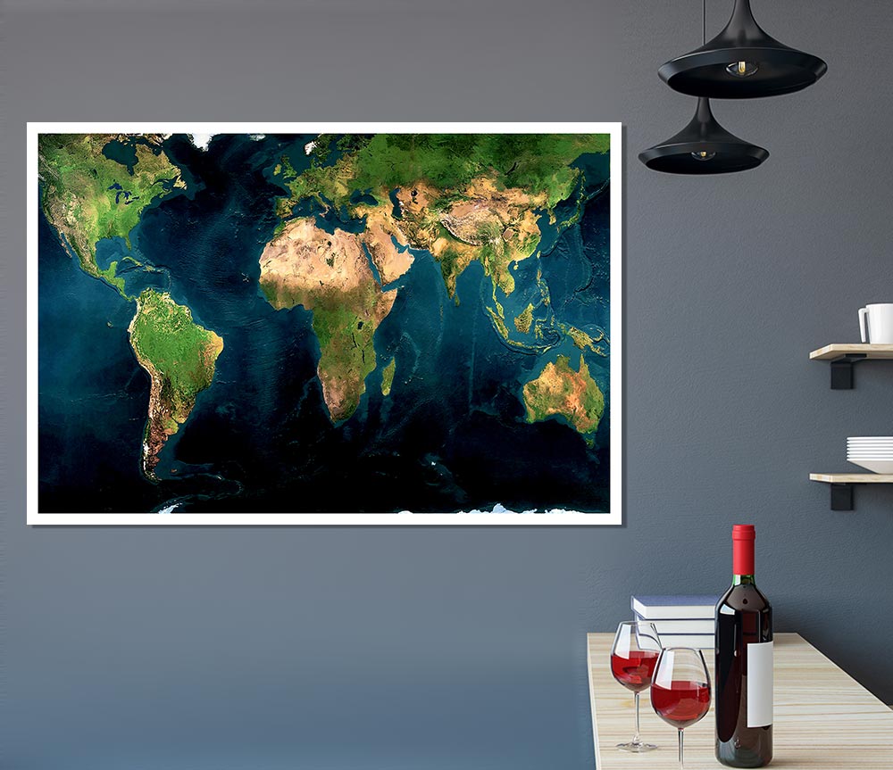 Great Map Of The World Print Poster Wall Art