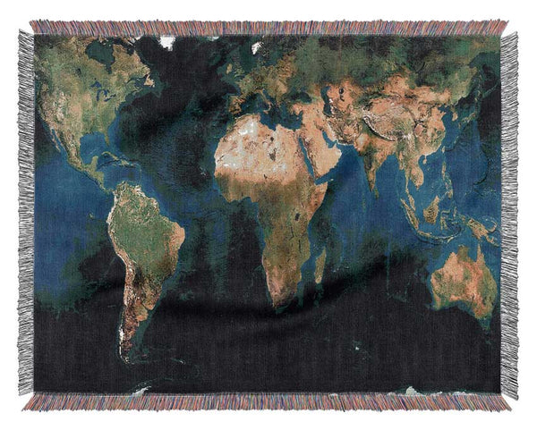 Great Map Of The World Woven Blanket