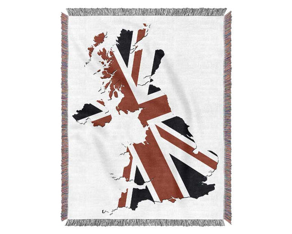 Map Of Britain Flag Woven Blanket