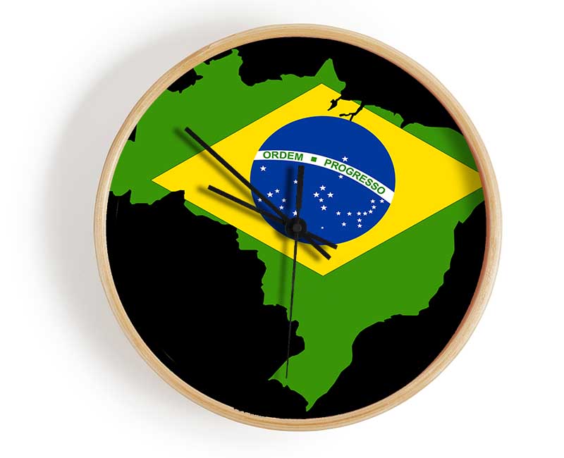 Brazillian Flag Map Clock - Wallart-Direct UK