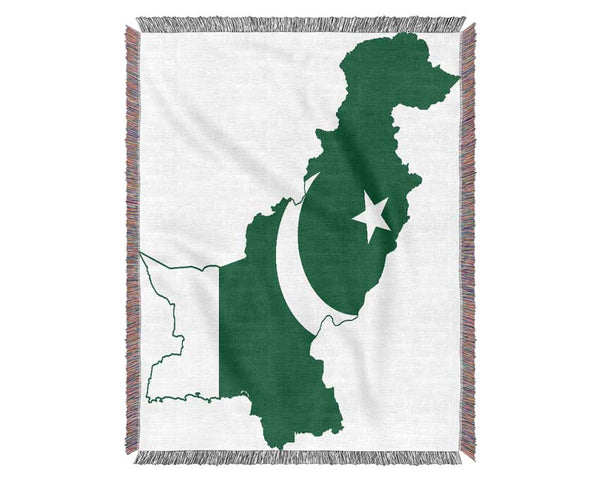Map Of Pakistan Flag Woven Blanket