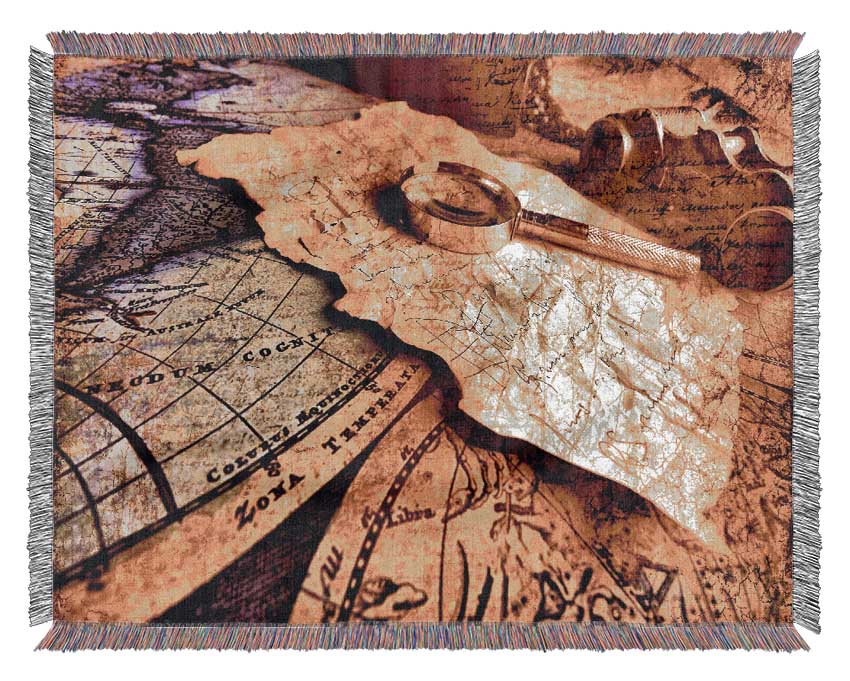 Threw The Looking Glass Map Woven Blanket