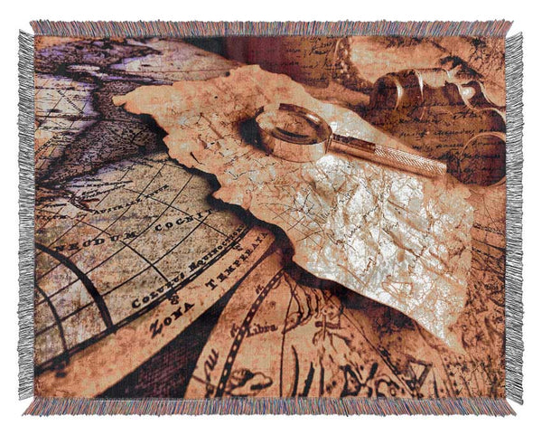 Threw The Looking Glass Map Woven Blanket